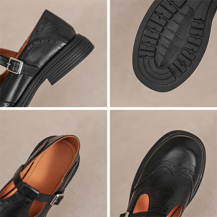 Flora | T-Strap Brogue Flats