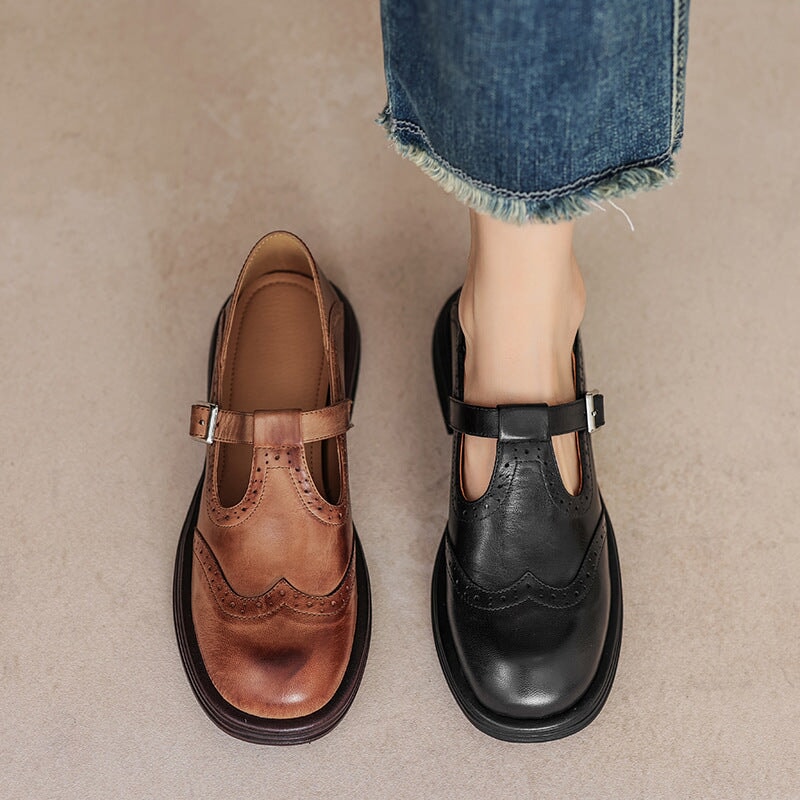 Bernadette | Timeless Brogue T-Strap Mary Janes