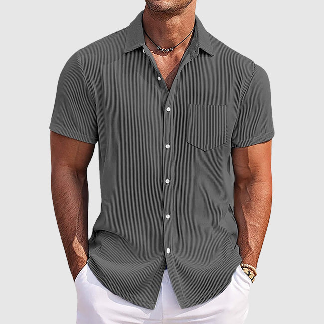 Spencer | Textured Short Sleeve Button-Up Shirt