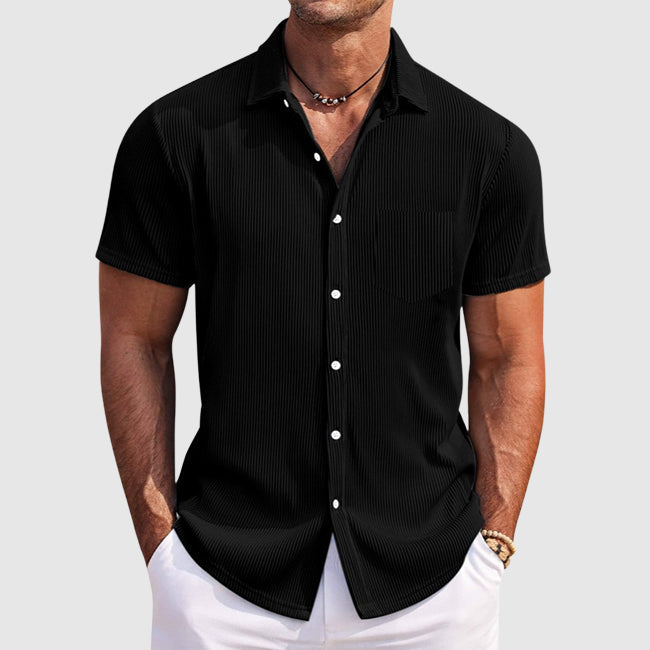 Spencer | Textured Short Sleeve Button-Up Shirt