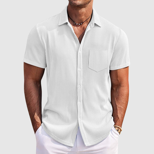 Spencer | Textured Short Sleeve Button-Up Shirt