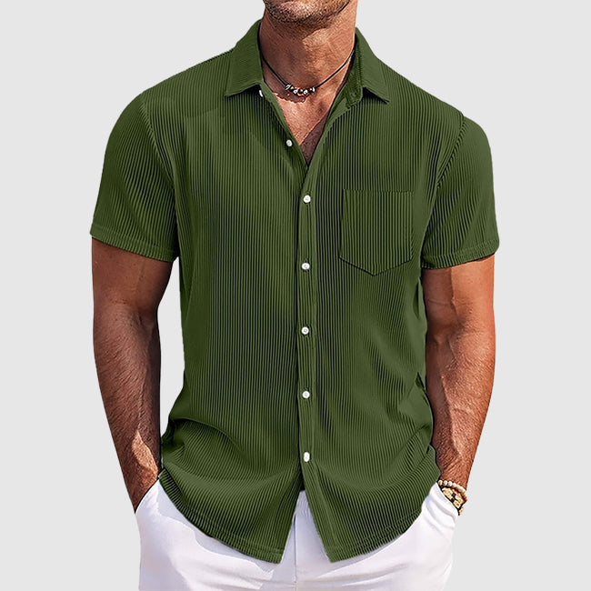Spencer | Textured Short Sleeve Button-Up Shirt