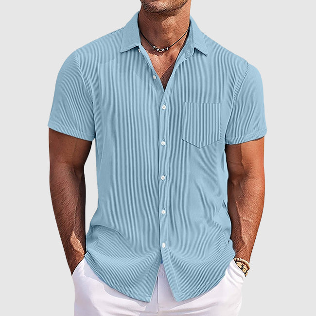 Spencer | Textured Short Sleeve Button-Up Shirt
