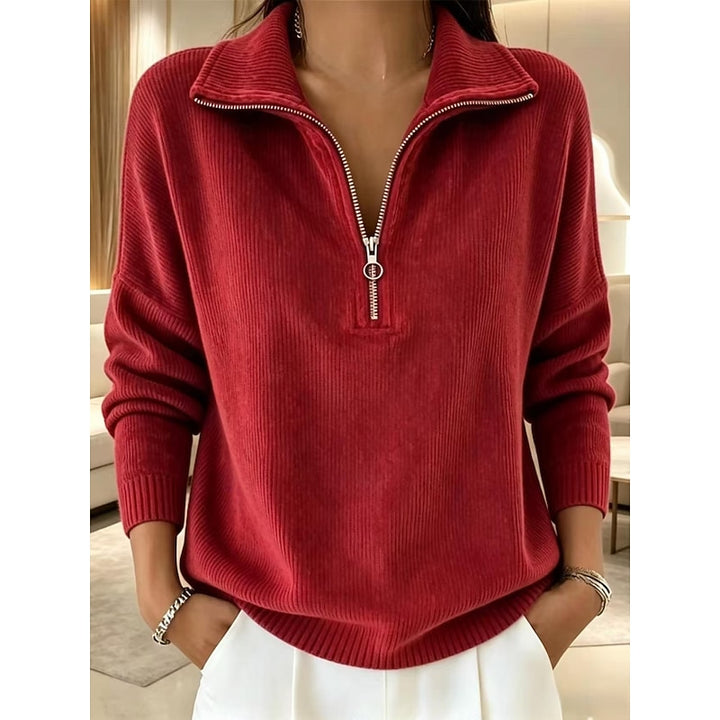 Elsie | Zip-Neck Stand Collar Pullover