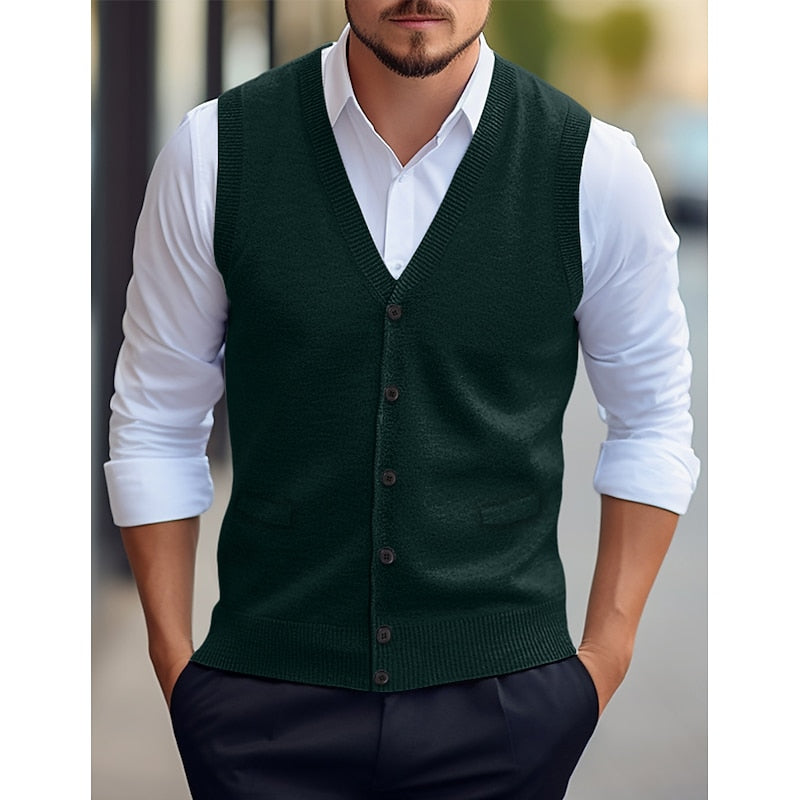 Everett | Christmas Buttoned Sweater Vest
