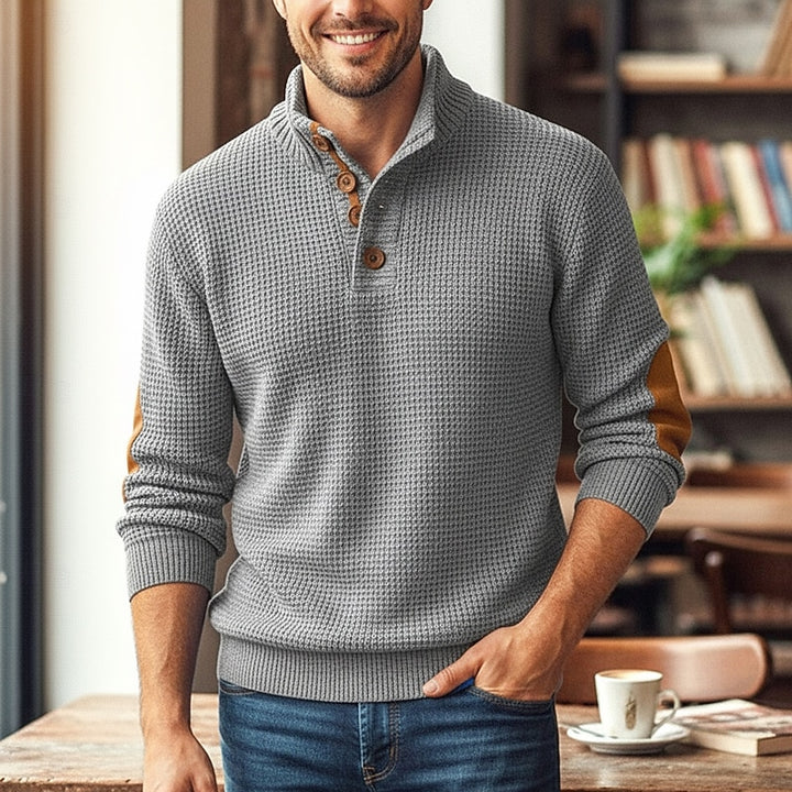 Weston | Stand-Collar Button Sweater