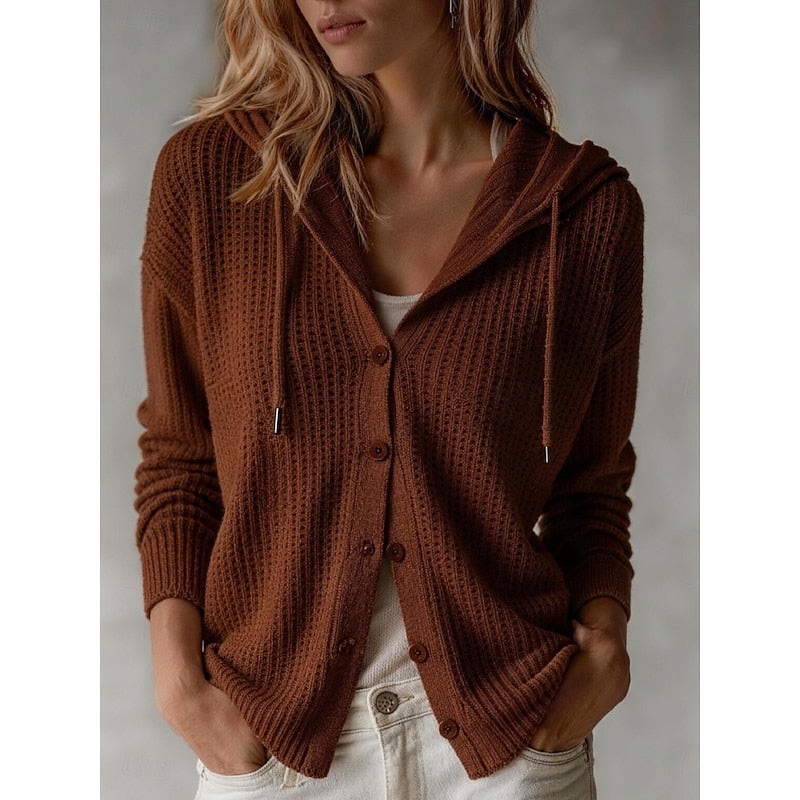 Miranda | Hooded Waffle-Knit Cardigan