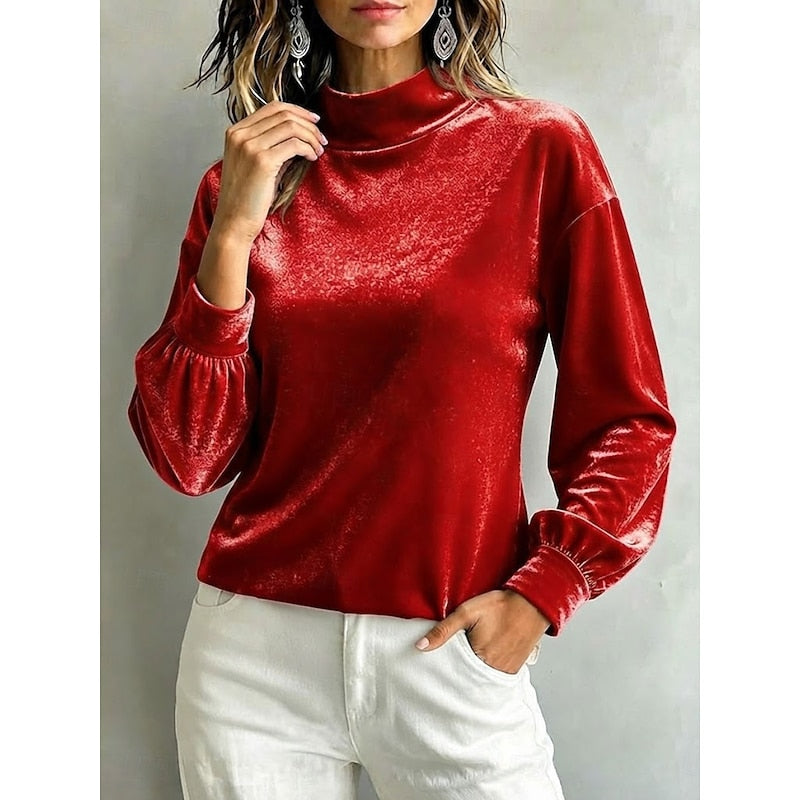 Celeste | Elegant Mock Neck Blouse