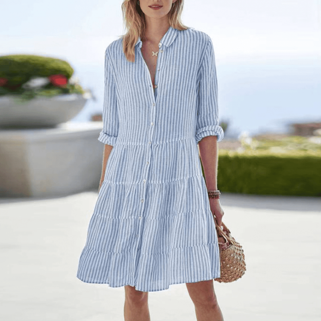Annika | Breezy Striped Shirt Dress