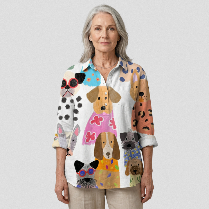 Astrid | Playful Puppy Print Casual Shirt