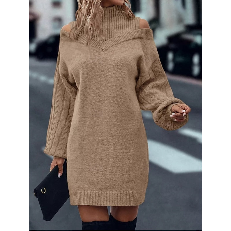 Meredith | Cold-Shoulder Turtleneck Dress