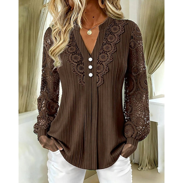 Cassandra | Lace-Detail Long Sleeve Blouse