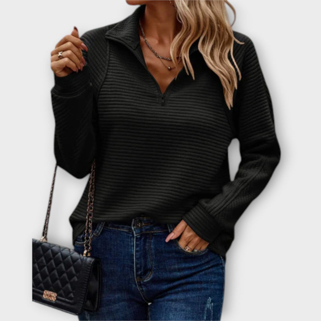 Georgina | Cosy Ribbed Half-Zip Pullover