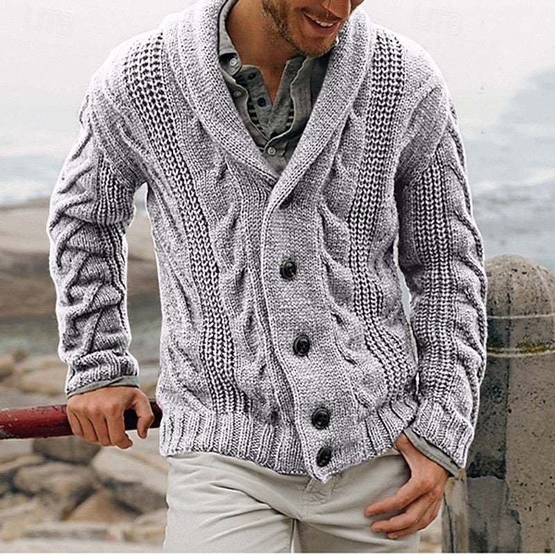 Graham | Cable-Knit Shawl Collar Cardigan