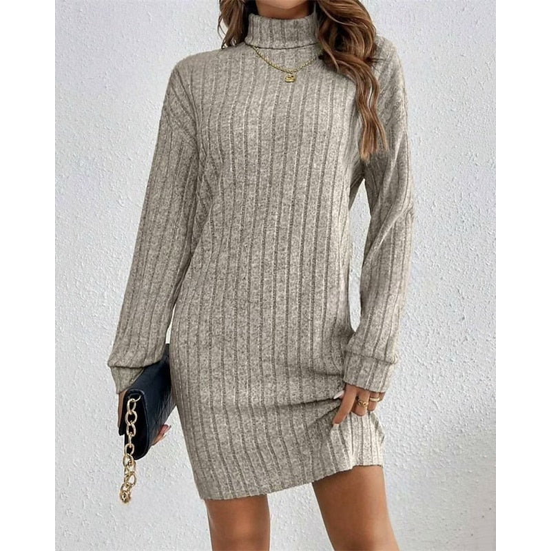 Willow | Soft Ribbed High-Neck Jumper Dress