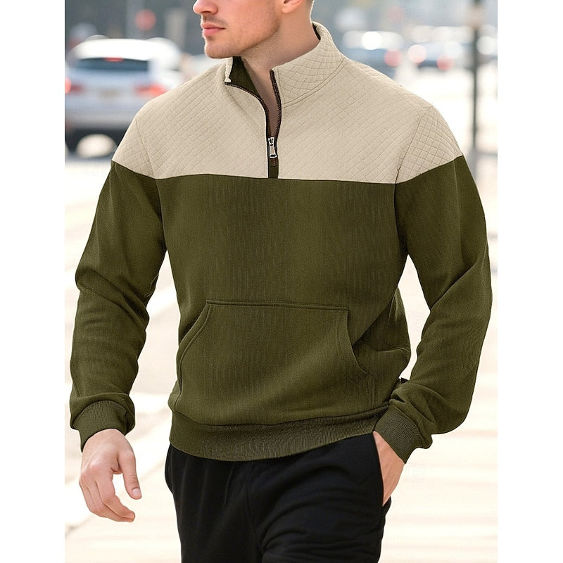 Spencer | Colour-Block Quarter-Zip Sweatshirt