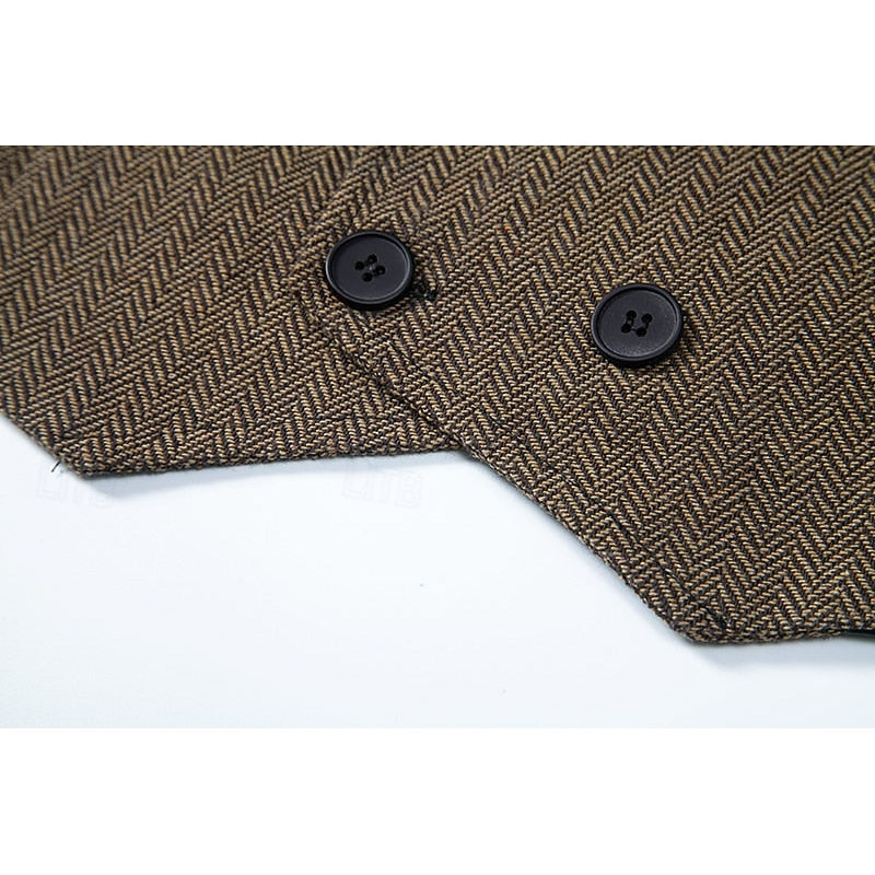 Merrick | Double-Breasted Herringbone Waistcoat