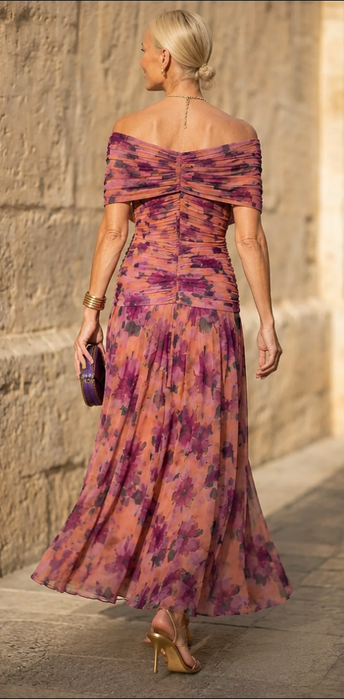 Solene | Off-Shoulder Floral Maxi Dress