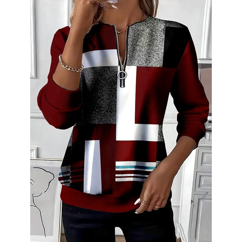 Roslyn | Geometric Quarter-Zip Top