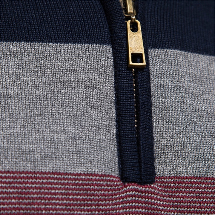 Reuben | Colour-Block Quarter-Zip Sweater