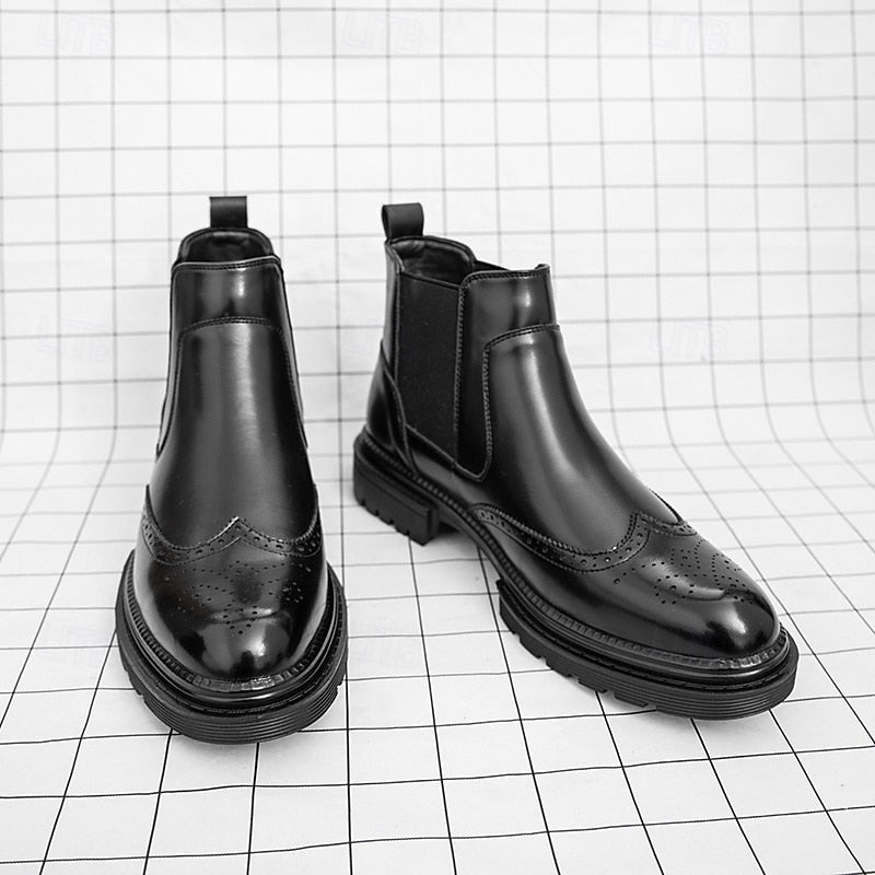 Laurence | Refined Brogue Chelsea Boots