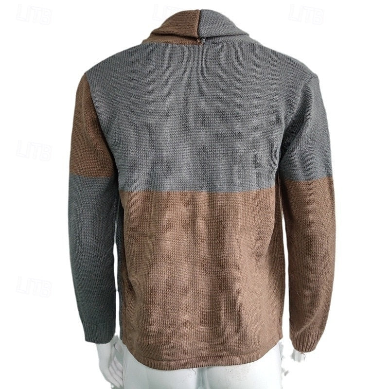 Weston | Shawl Collar Colour Block Cardigan