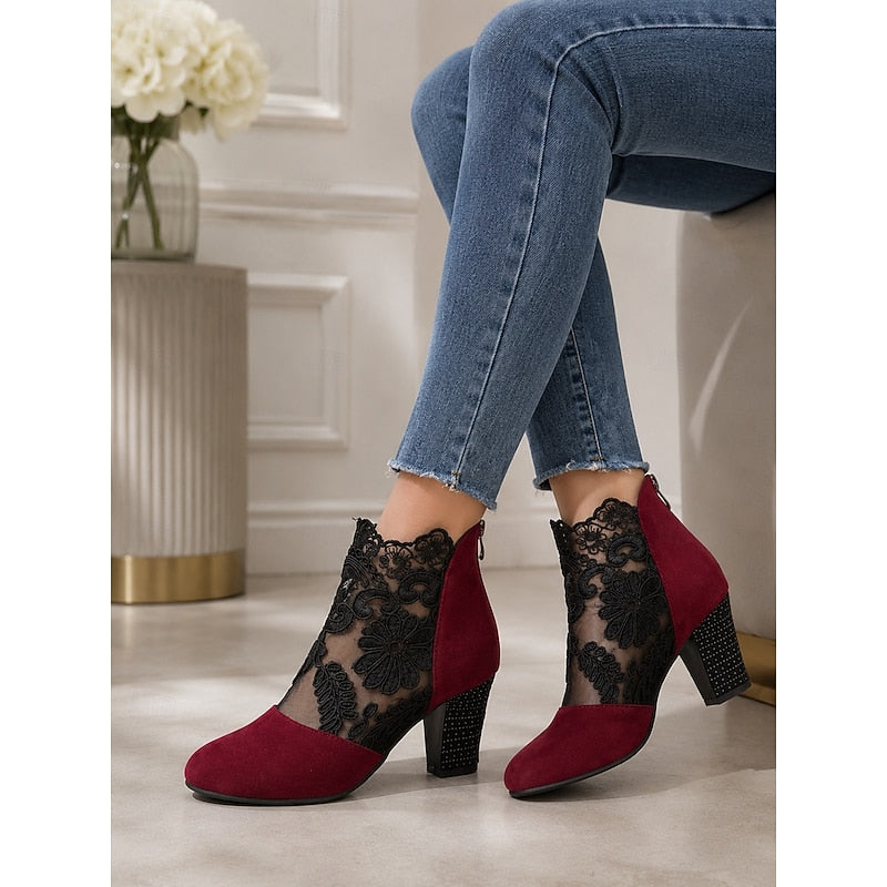 Ophelia | Floral Lace Ankle Boots