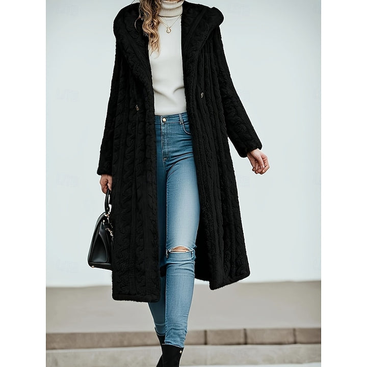 Karina | Long Hooded Open-Front Coat