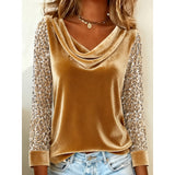 Lucinda | Shimmer-Sleeve Cowl Neck Blouse