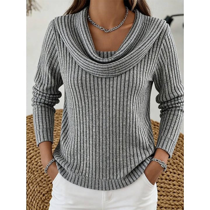 Sabine | Draped Cowl-Neck Ribbed Top