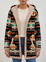 Rowan | Hooded Patterned Longline Coat