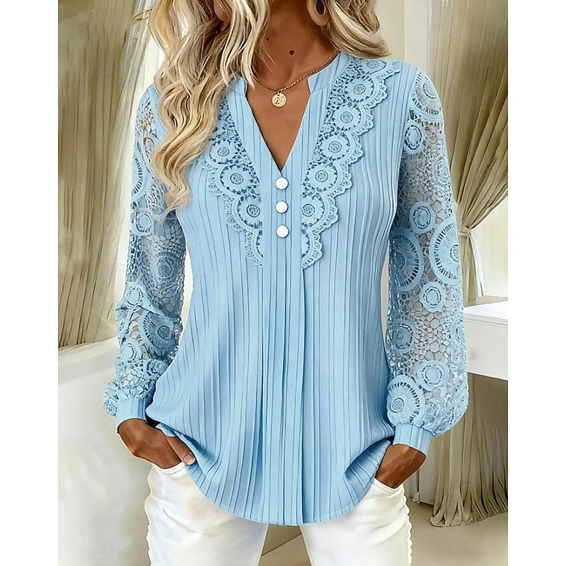 Cassandra | Lace-Detail Long Sleeve Blouse