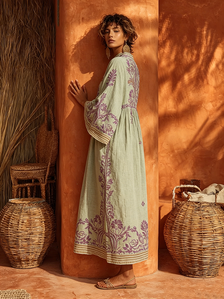 Alma | Bohemian Embroidered Maxi Dress