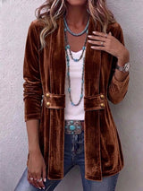 Georgette | Lapel Button-Accent Open Front Jacket