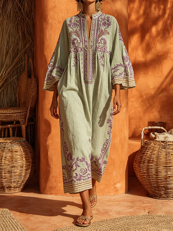 Alma | Bohemian Embroidered Maxi Dress