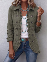 Tessa | Floral Embroidered Ruffle-Trim Jacket