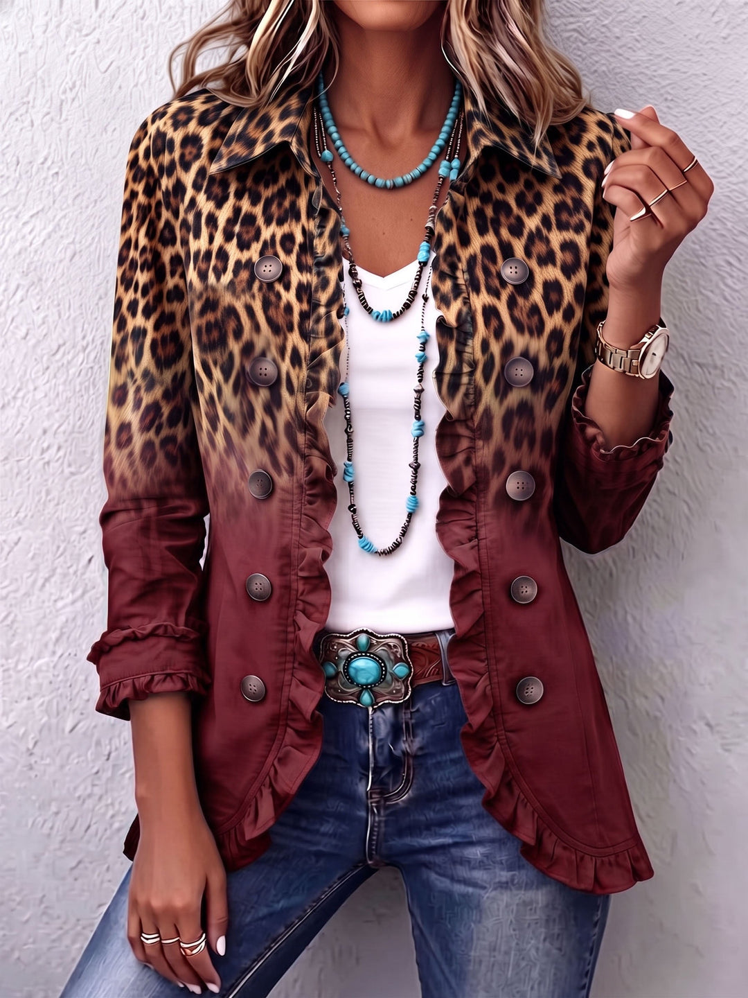 Farrah | Ombré Ruffle-Trim Jacket