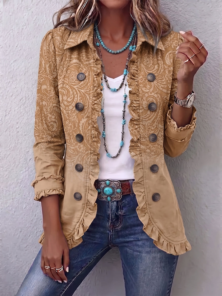 Cassidy | Ruffle-Trim Buttoned Jacket
