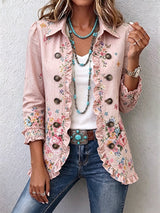 Susannah | Floral Ruffle Button-Front Jacket