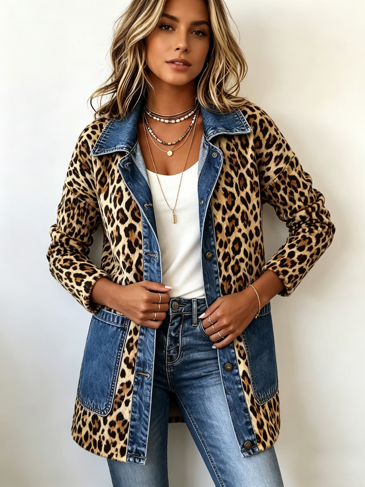 Roxane | Bold Animal-Print Contrast Longline Jacket