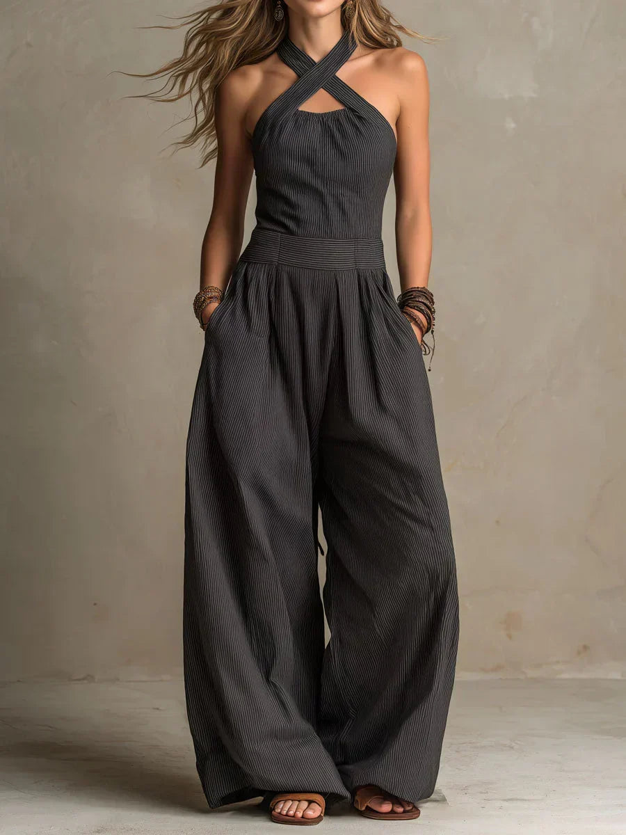 Willa | Elegant Crossover Halter Jumpsuit