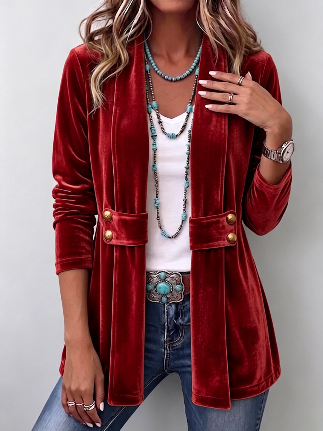 Marion | Vintage Lapel Open-Front Jacket