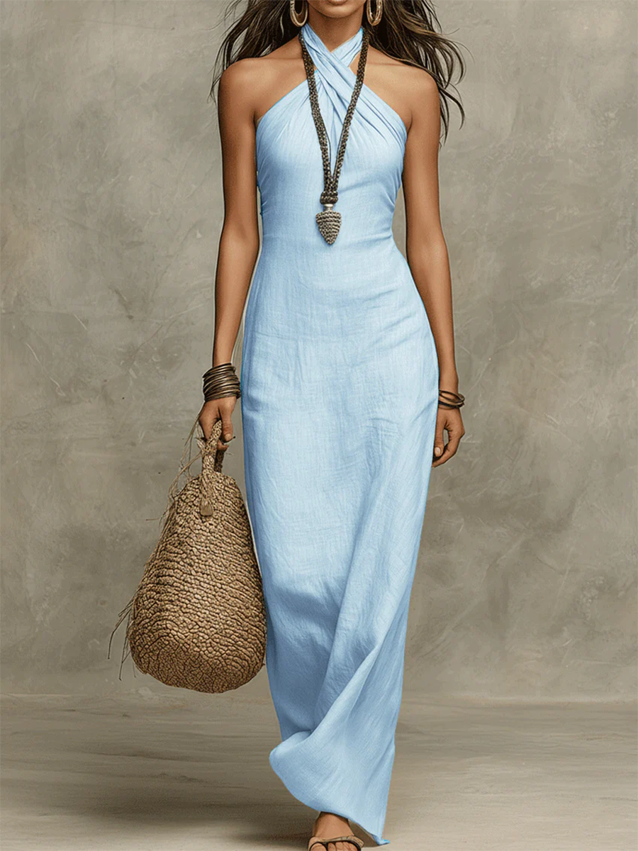 Eliana | Flowing Halter Maxi Dress