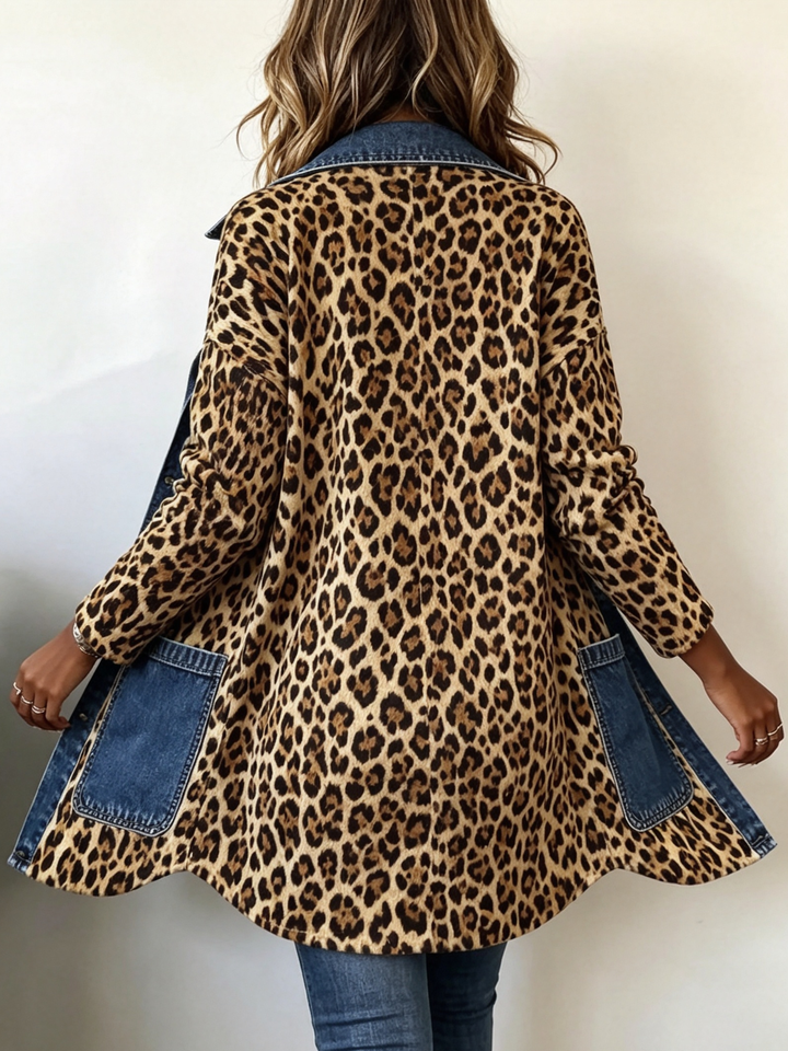 Roxane | Bold Animal-Print Contrast Longline Jacket