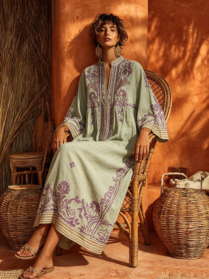 Alma | Bohemian Embroidered Maxi Dress