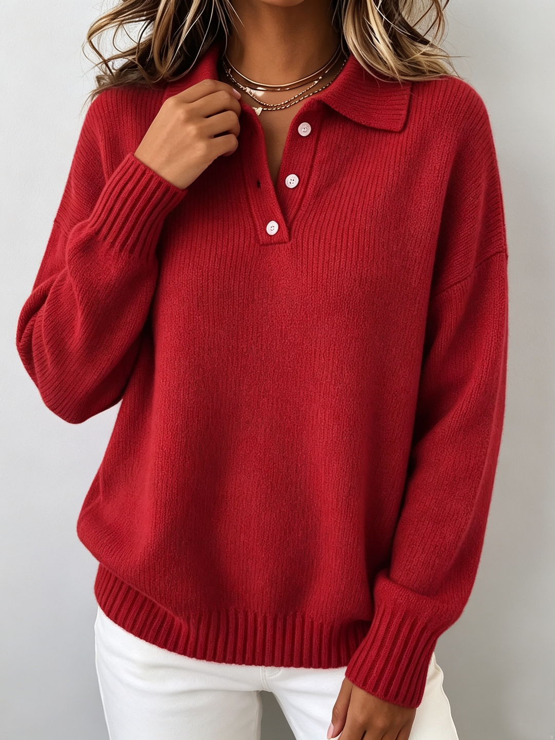 Saskia | Relaxed Collared Polo Sweater