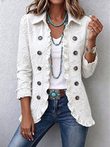 Serena | Floral Embroidered Ruffle-Trim Jacket