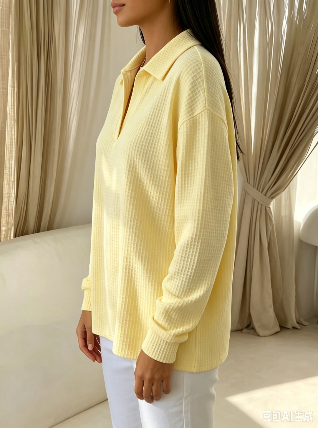 Anouk | Relaxed Waffle-Texture Polo Top