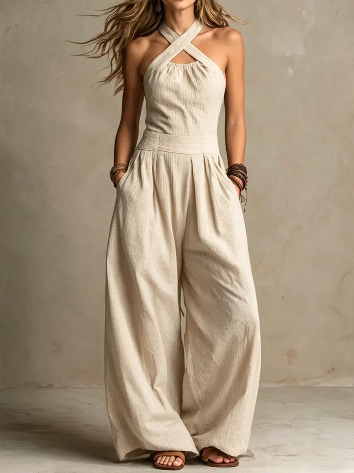 Natalie | Elegant Cross-Front Wide-Leg Jumpsuit