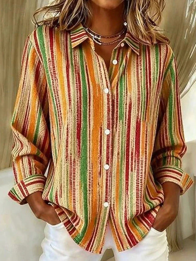 Caroline | Vintage Striped Button Blouse
